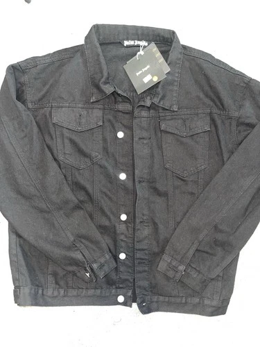 Palm Angels Men Black Vintage Logo Back Button Front Denim Jacket size X-LARGE  image 13
