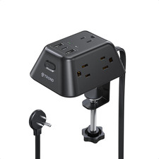 Desk Clamp Power Strip, Surge Protector with 5 AC Outlets and 3 USB Ports, Desk