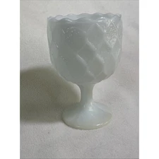 Vintage E. O. Brody Co Honeycomb Milk Glass Footed Vase Compote Goblet USA