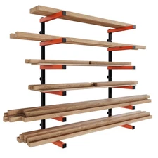 6 Shelf Lumber Storage Rack Wall-Mounted Steel Wood Pipes Rack 660LB New