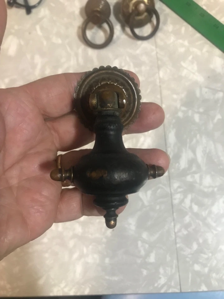 RARO TIRÓN VICTORIANO ANTIGUO LÁGRIMA NEGRO EBONIZADO PRECIO POR TIRÓN HERMOSO Foto 3 de 4