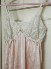 Vintage 1960s Shadowline Light Pink Long Nightgown - Small