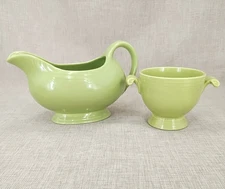 Vintage Fiesta Fiestaware Chartreuse Gravy Sauce Boat & Sugar Bowl (1951-1959)