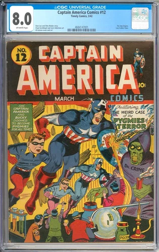 Captain America Comics #12 High Grade Golden Age WWII Timely Comic 1942 CGC 8.0