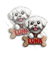 Personalized Maltese Stickers Luna decals puppy Decal cuddly creatures 2 PACK