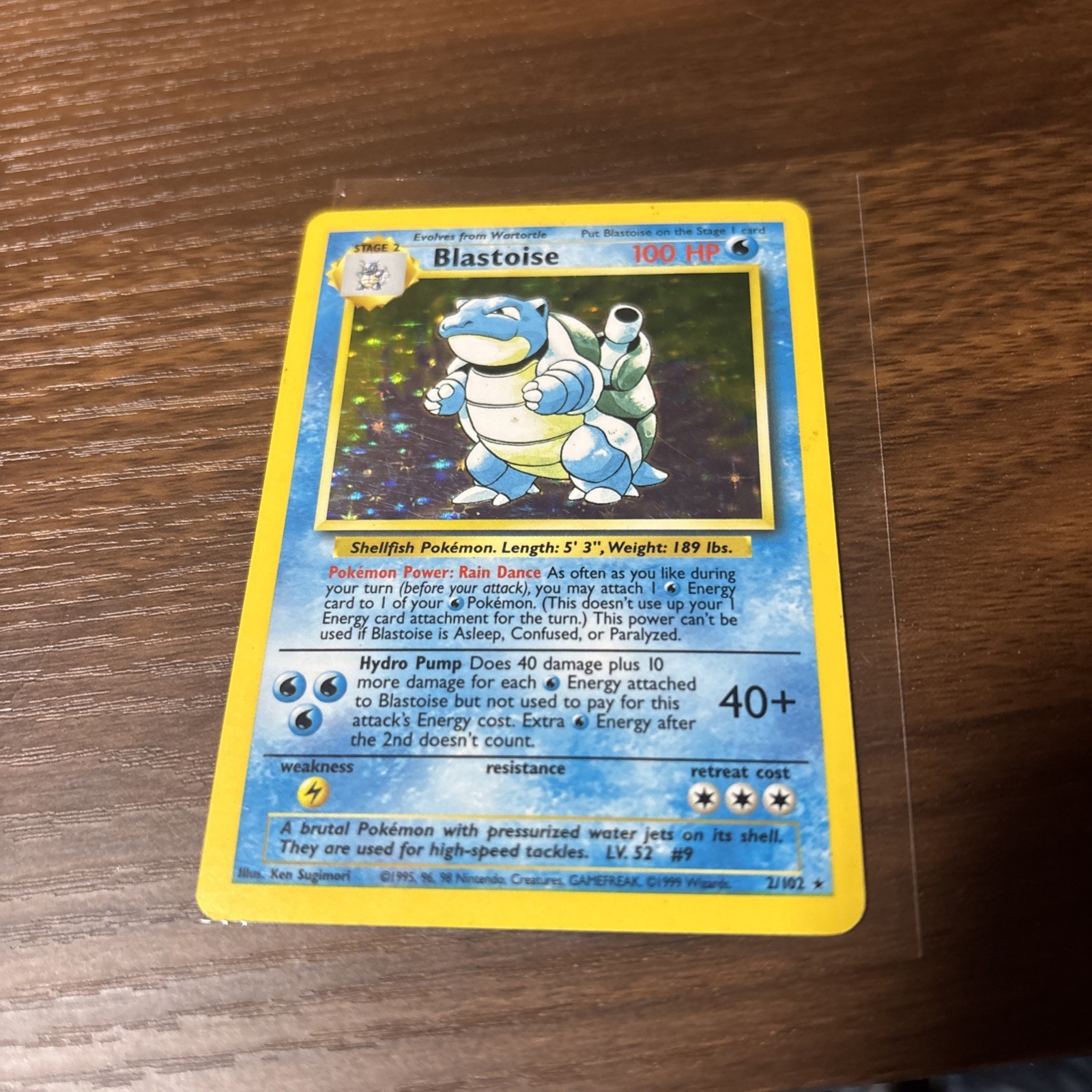 Blastoise  2/102  Pokemon Card TCG Base Set   Unlimited Holo Rare MP