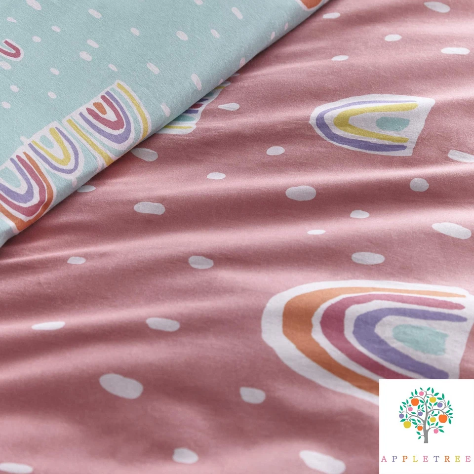 Rainbow Pom Bedding Set 100% Cotton Pink Single - Image 2 of 4