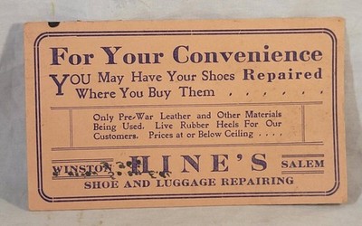 Vintage Early 1900s Hine's Shoes Winston Salem NC Ad Ink Blotter
