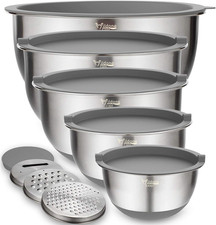 Mixing Bowls with Airtight Lids Set, 5PCS Stainless Steel Nesting Bowls Set for 