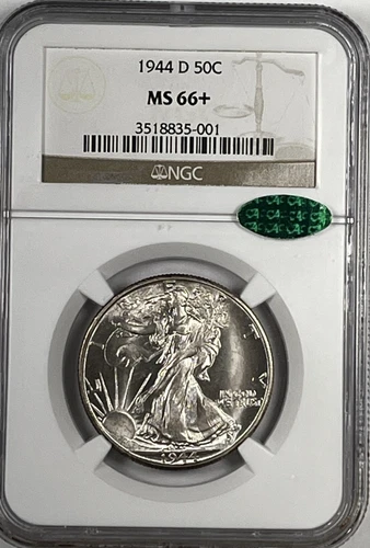 1944-D Walking Liberty Half Dollar : NGC MS66+ CAC