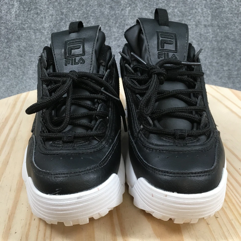 Fila Zapatos Mujer 8 Negro Disruptor II Entrenadores Tenis Cuero 5FM00106-013 Foto 4 de 4