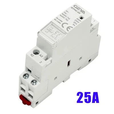 2 Pole 25A 1No 1NC Contacts Din Rail Mounted Module AC Contactor Relay Isolator