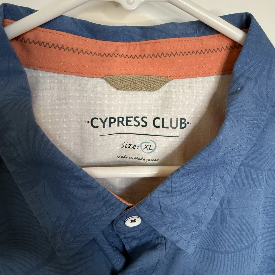 Cypress Club Men’s Blue Tropical Button Up Short-Sleeve Shirt Size XL - Image 2 of 4