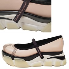 ZAPATOS SALVATORE FERRAGAMO BAILARINA ZAPATILLAS SUELA GRUESA LOGO talla 9