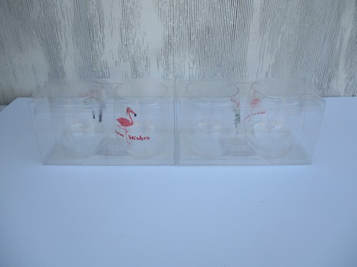 4 St. Nicholas Square Tumblers Stemless Wine Flamingo & Deck the Palms NIB Glass - Picture 2 of 8