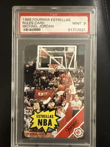 1988 Fournier Estrella Michael Jordan Rules Card PSA 9 Chicago Bulls HOF GOAT