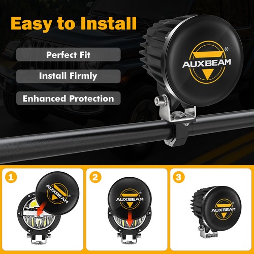 4x AUXBEAM 4" LED Pods LED Light Bar Driving Lamp White Combo Beam + 4x Covers - Foto 7 di 12