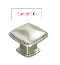 10 Satin Nickel Kitchen Cabinet Drawer Square Knobs Pulls 31MM 1 1/4" Brushed