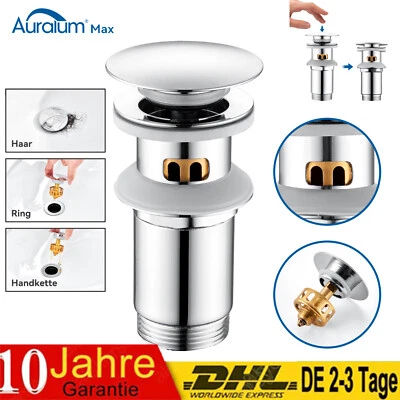 AURALUM MAX Waschbecken Sifon Siphon Ablaufgarnitur Pop Up Ablaufventil Abfluss Überlauf DHL