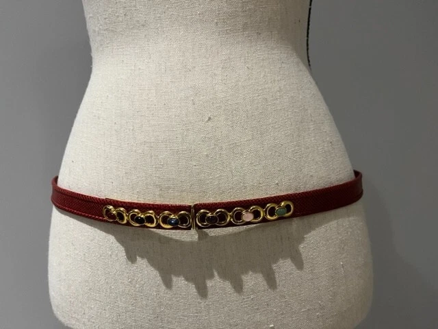 Judith Leiber Burgundy & Gold‎ Alligator Leather Waist Belt Magnificent JUDITH LEIBER Like New 1990 main image 4