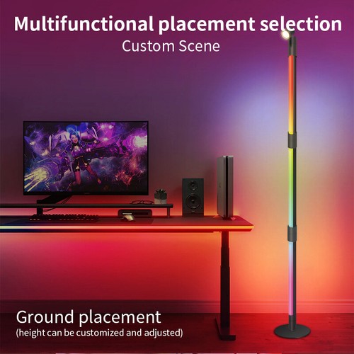 53" RGB LED Corner Floor Lamp RGBIC Ambient Light App DIY IR Dimmable Music Sync - Picture 10 of 10
