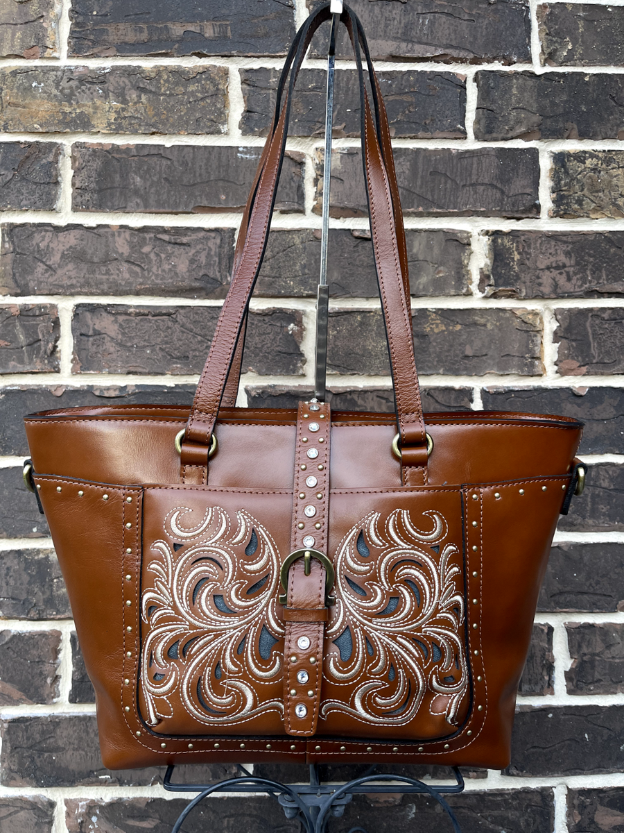 NWT PATRICIA NASH Noto Shoulder TOTE Leather Large Lux Ranch brown - Main Image