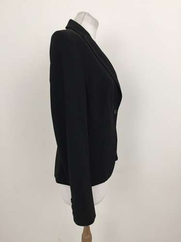Jaeger Women's Jacket Size 10 Black Collared Lined Faux Pockets Short New F1 - Picture 4 of 13