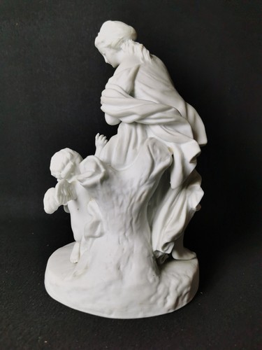 Stile SEVRES Statuetta in bisquit donna e bambino con conchiglie - H. 22 cm - Foto 7 di 9