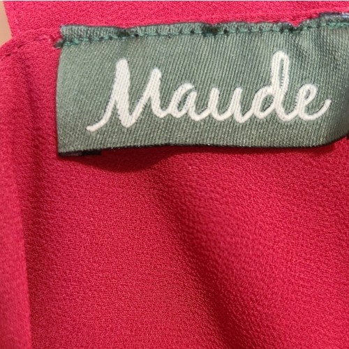 Maude Red Cocktail Dress Mini V-neck Sheer Layers Flowy Party Prom Wedding Sz M - Picture 7 of 10