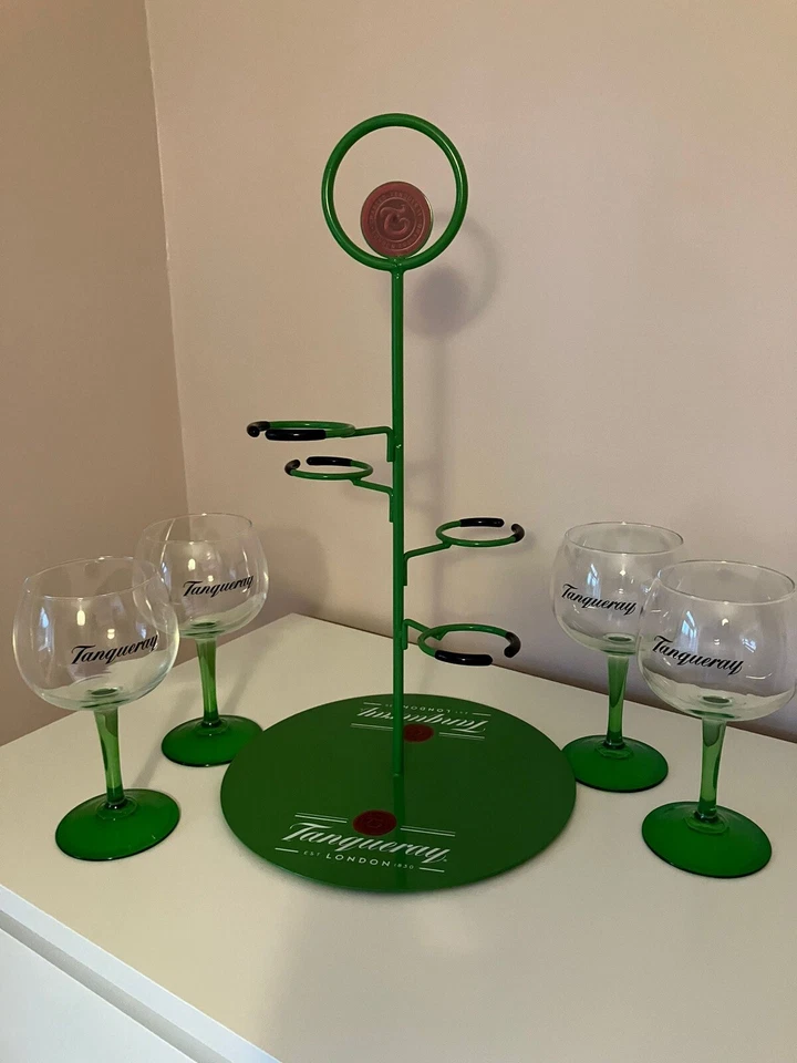 Rare Stunning Party Piece Tanqueray Gin Tree Plus 4 X Tanqueray Gin Glasses - Image 4 of 4