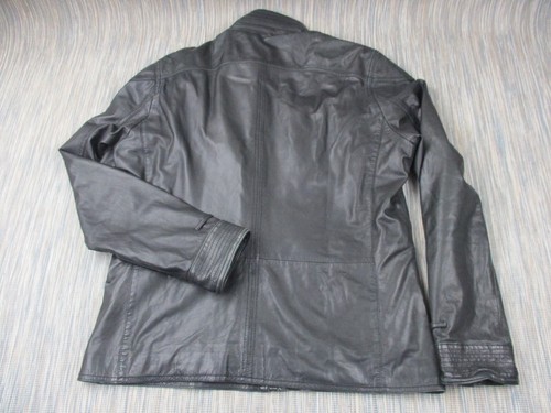 Reiss Leather Jacket Mens Large Black Middleman Bomber Style Soft Leather Pocket - Picture 13 of 14