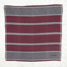 N12 CHRISTIAN DIOR Red Gray Cotton Scarf Scarves Pocket Square 19" X 19"