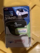 NEW COSCO 035544 Accustamp2 Premium Shutter Stamp w/ Microban Red/Blue ENTERED 