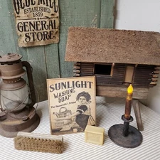 VINTAGE PRIMITIVE COLONIAL STYLE CABIN SUNLIGHT LAUNDRY WASH SOAP ADVERTISE SIGN