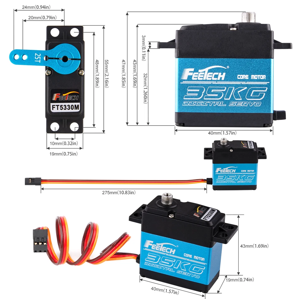 2Pcs Waterproof Full Metal Gear Digital Servo HIGH TORQUE & SPEED RC Car Se 35kg - Image 3 of 4