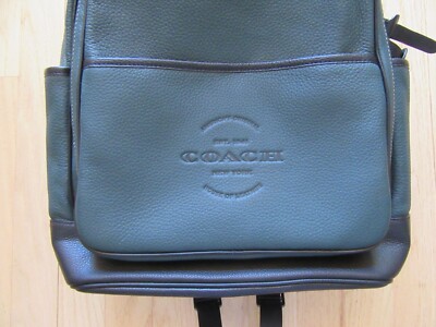 CL/COACH PEBBLED LEATHER BACKPACK/EMBOSSED/GREEN & BLACK  display picture 2