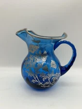 Vintage Sterling Floral Overlay Silver City Flanders Blunique Pitcher