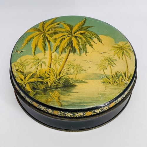 DE COLECCIÓN MEDIADOS DE SIGLO CARIBEÑO TROPICAL DISEÑO NARANJAS PALMERA LACADO METAL LACADO ESTAÑO - Imagen 2 de 10