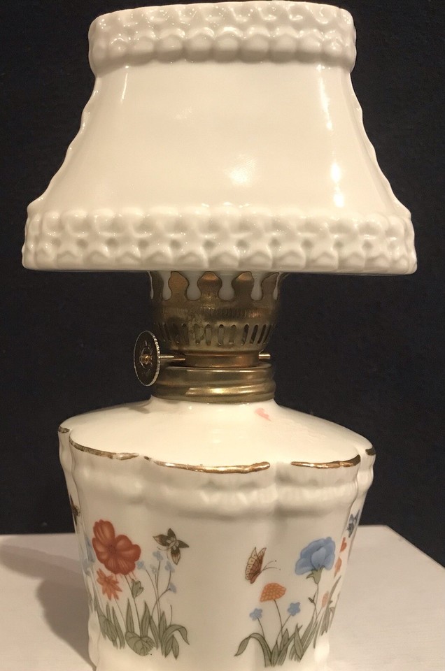Vintage Miniature Oil Lamp 7 Inches Tall With 4 1/2” W Shade eBay