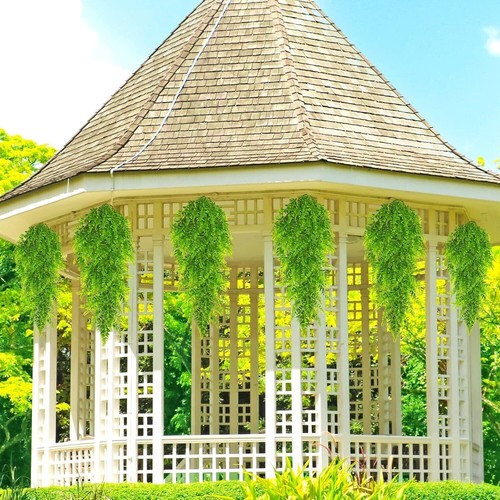 12Pcs Artificial Boston Fern Plant Fake Hanging Trailing Foliage Vine Home Decor - Picture 3 of 12