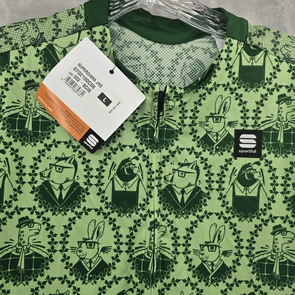 Camiseta deportiva de ciclismo de manga corta verde tortuga y liebre talla L completa nueva con etiquetas Foto 2 de 4