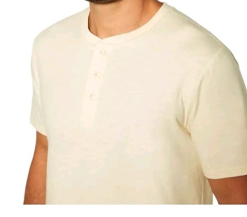 GAP Men's Slub Henley Soft Short Sleeve T Shirt (Size XXL) Turtle Dove White Tee - Picture 3 of 11