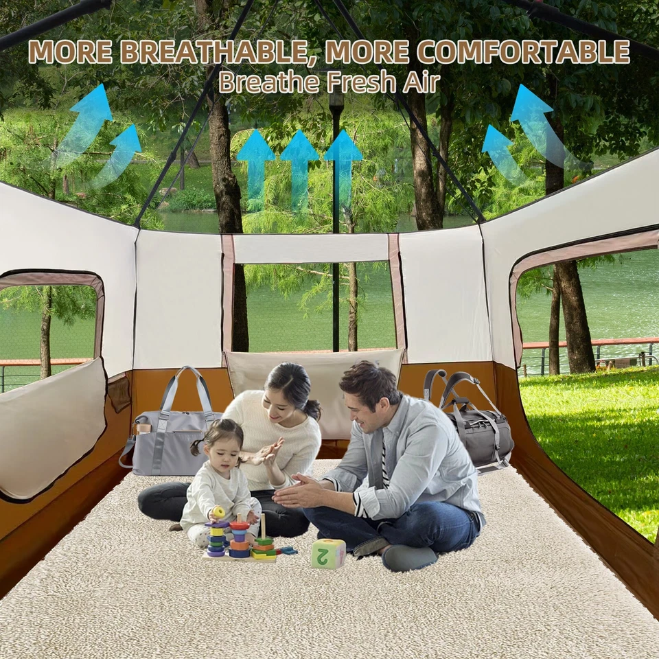 Мгновенные кабинные палатки на 8 человек, включают предварительно установленный столб для легкой установки - Изображение 4 из 4