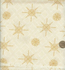 CHRISTMAS GOLD SNOWFLAKE/CREAM - JOANNS - ONE YARD