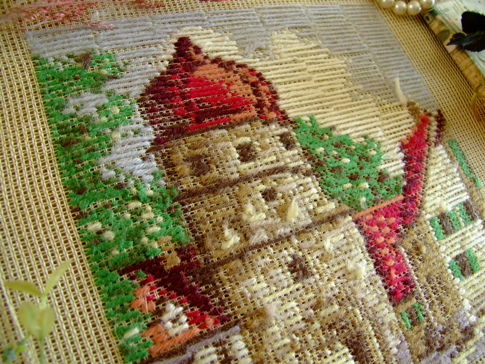Red Roof Castel Handmade Tramme Preworked Needlepoint Canvas - Image 4 of 4