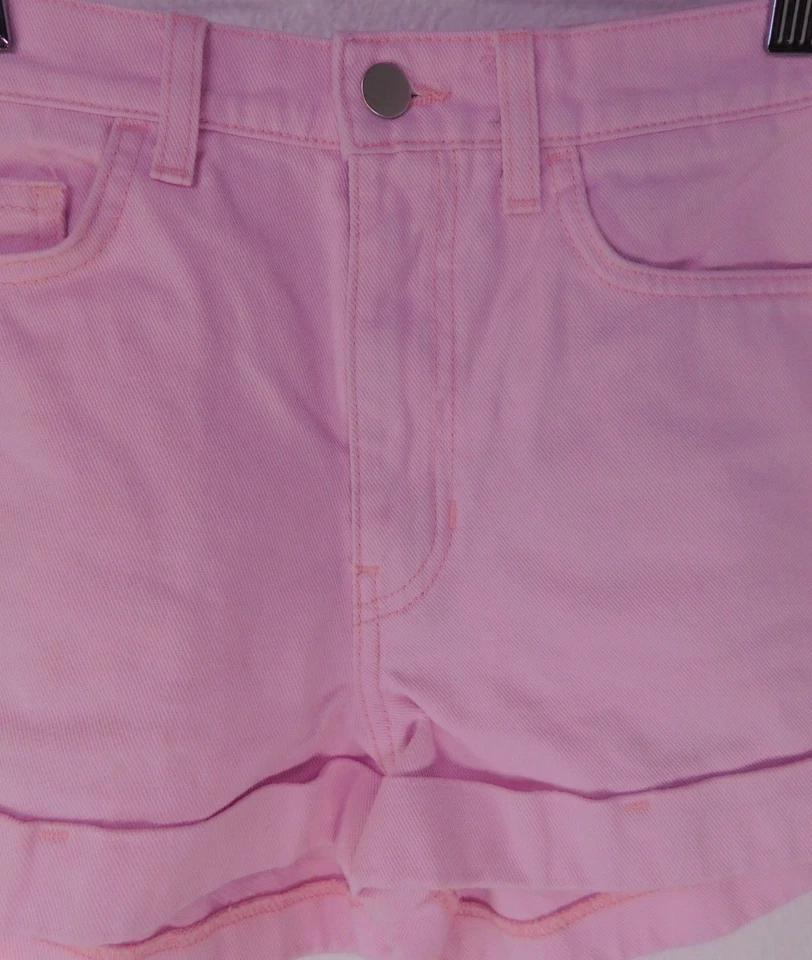 Pantalones Cortos de Jean American Apparel para Mujer 26 Rosa Cintura Alta Puño Denim Cortos Foto 2 de 4