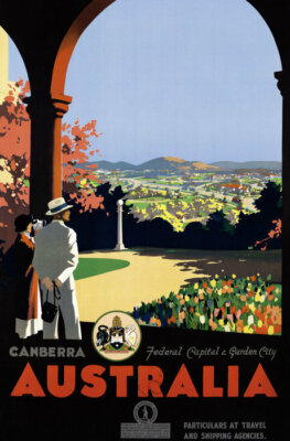 Canberra Australia vintage tourism promo poster repro 12x18
