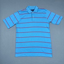 Mervyn's Collection Polo Shirt Mens Large Blue Red Striped Vintage USA Made L