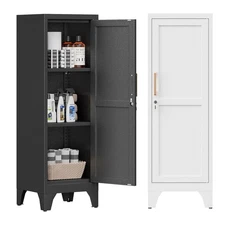 46” Pantry Cabinet, Kitchen Pantry Storage Cabinet with Lock & Adjustable Sheves