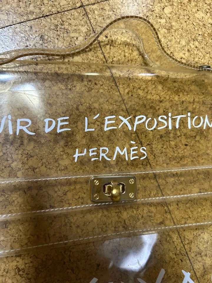 Hermes Vinyl Kelly Beach Handbag SOUVENIR DE L'EXPOSITION 1997 - Image 3 of 4